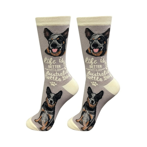 E&S Pets Australian Cattle Dog Socks - Life is Better Socks for Pet Lovers - Cute Unisex Socks - One Size Fits Most