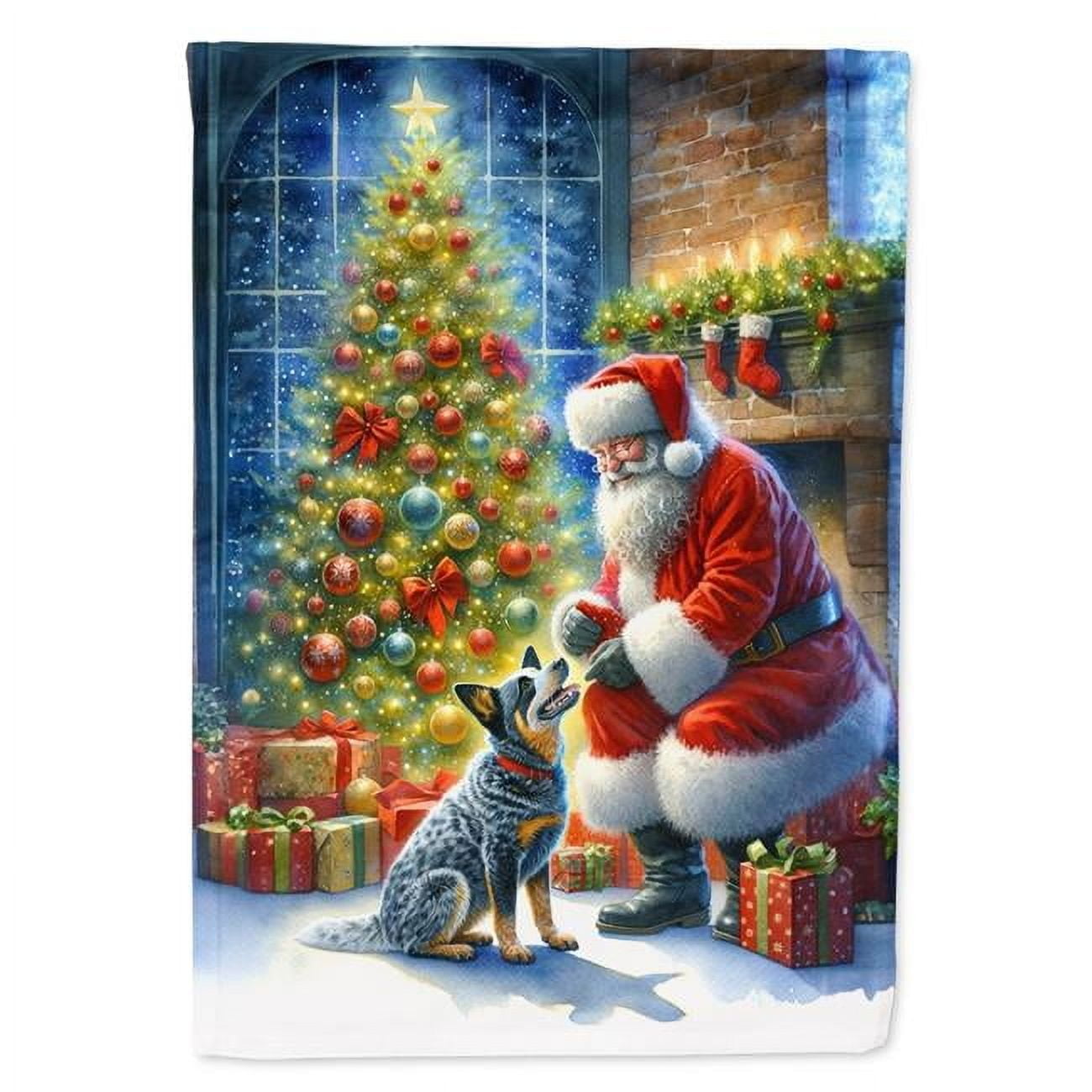Australian Cattle Dog and Santa Claus House Flag