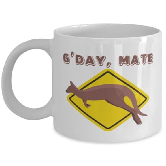 Gday Mate Kangaroo Design - Animal Lover - 11 oz Ceramic Coffee Mug