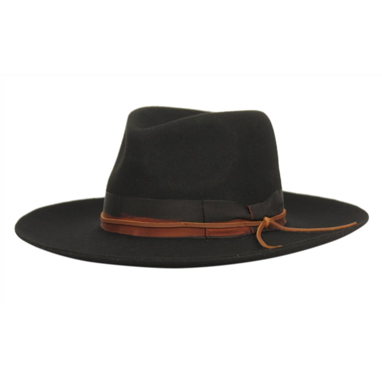 Angela & William Black Australian Felt Wide Brim Fedora Hat Australian Felt Wide Brim Fedora Hat - Walmart.com main image 3