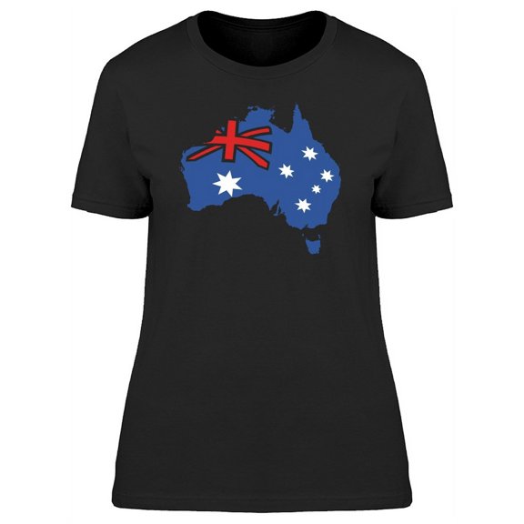 Australian Flag On Continent Map T-Shirt Women -Image by Shutterstock, Female x-Large