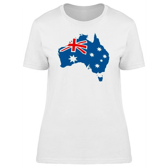 Australian Flag On Continent Map T-Shirt Women -Image by Shutterstock, Female x-Large