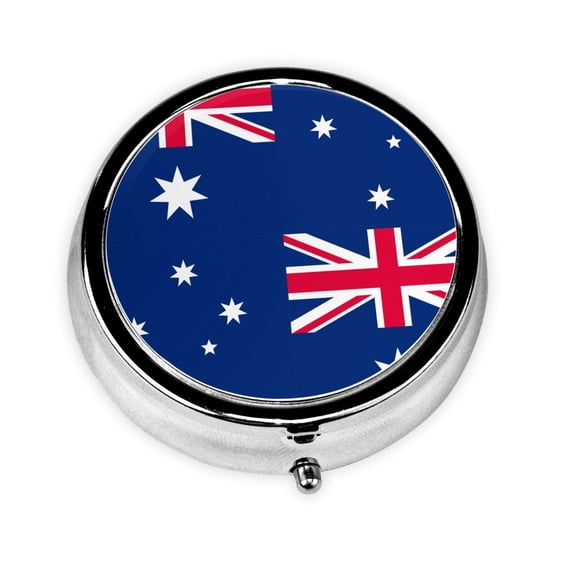 Australian Flag Round Pill Box Small Pill Case For Purse Pocket Medicine Organizer Travel Pillbox Portable Pill Container