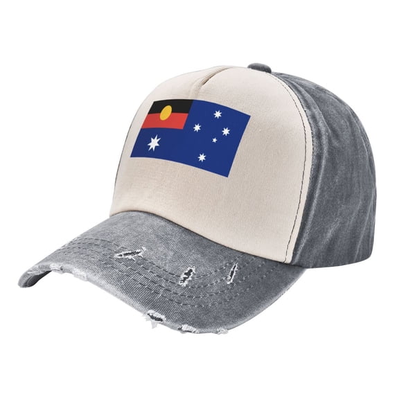Australian Flag With Aboriginal Flag Baseball Cap Distressed Adjustable Vintage Cotton Denim Hat for Women Men