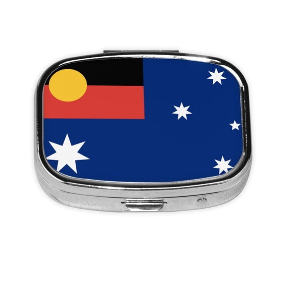 Australian Flag With Aboriginal Flag Pill Box 2 Compartment Medicine Pill Case Portable Pill Box For Pocket Or Purse Pill Box Decorative Organizer
