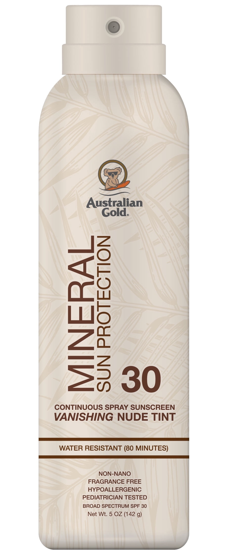 Australian Gold Hypoallergenic Mineral Sunscreen Continuous Spray, Fragrance Free, SPF 30, 5 oz