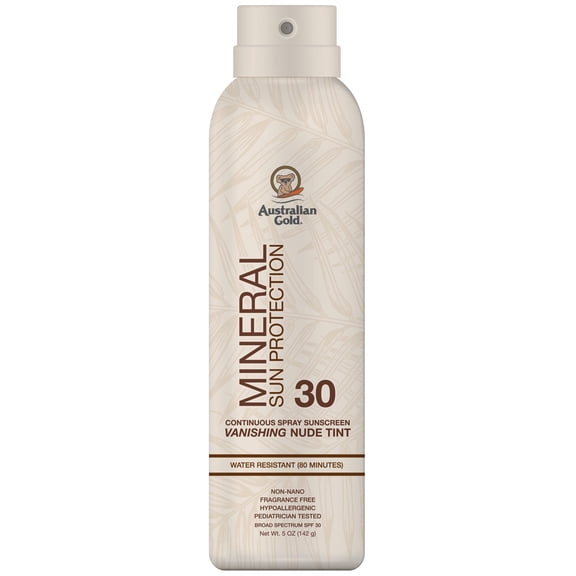 Australian Gold Hypoallergenic Mineral Sunscreen Continuous Spray, Fragrance Free, SPF 30, 5 oz