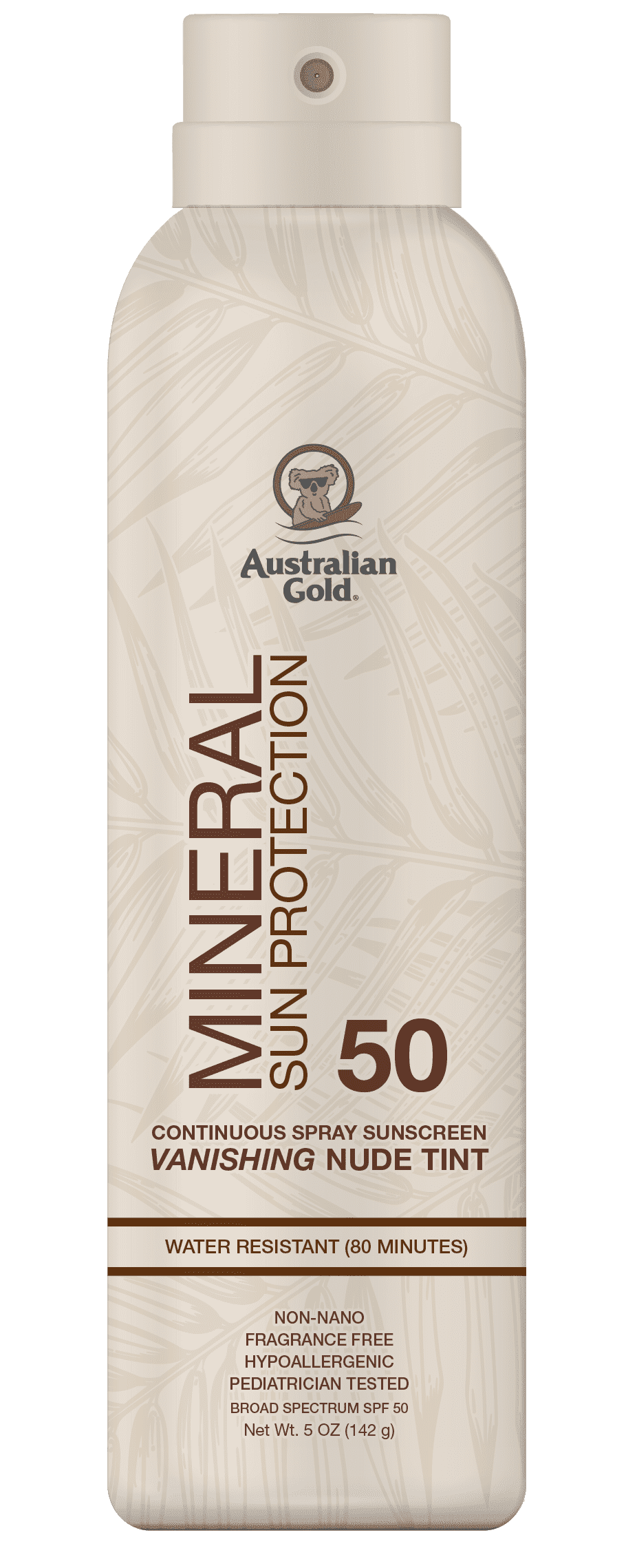 Australian Gold Hypoallergenic Mineral Sunscreen Continuous Spray, Fragrance Free, SPF 50, 5 oz