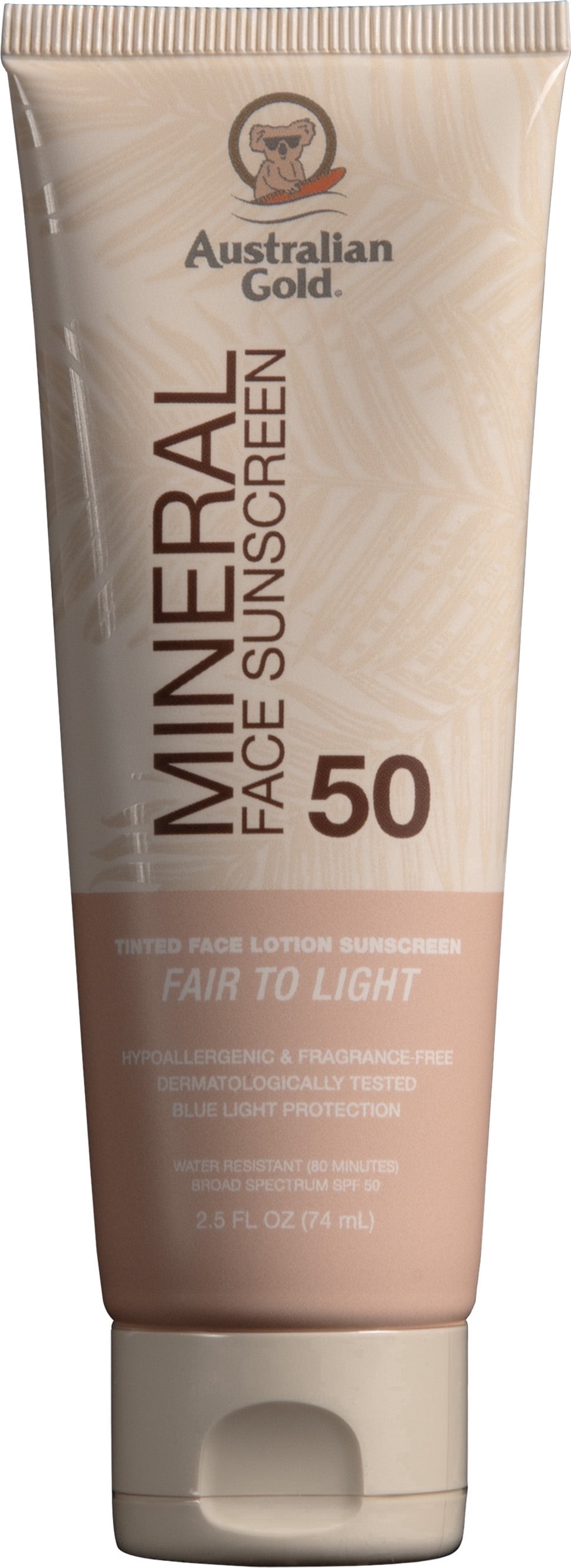 Australian Gold Mineral Tinted Face Lotion Fair to Light - Non-Greasy, Hypoallergenic, Fragrance-Free, SPF 50, 2.5 fl. oz