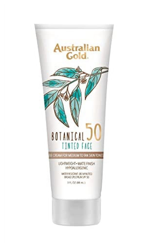 Australian Gold Botanical Sunscreen Tinted Face BB Cream SPF 50, 3 Ounce | Medium-Tan | Broad Spectrum | Water Resistant | Vegan | Antioxidant Rich