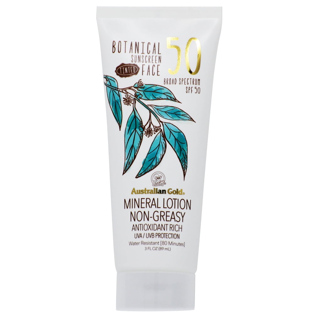 Australian Gold Botanical Sunscreen Tinted Face Mineral Lotion SPF 50 3oz