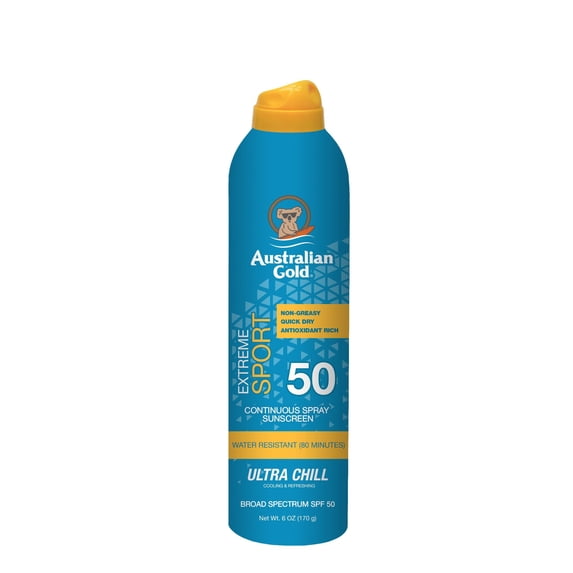 Australian Gold Continuous Spray Sport Ultra Chill Sunscreen, SPF 50, 6 oz