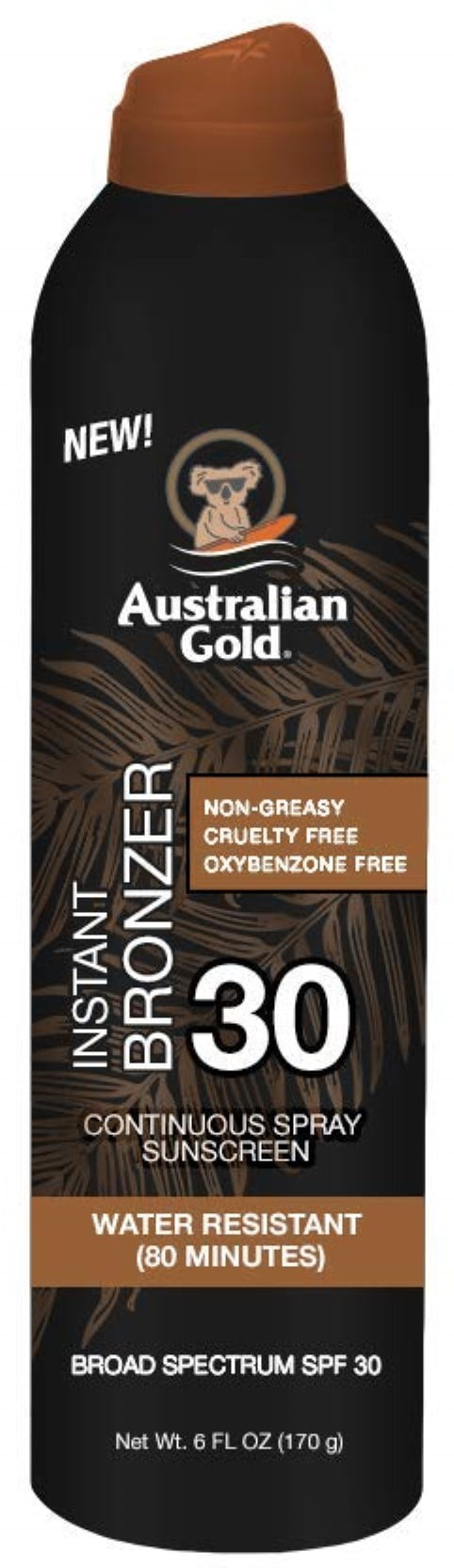 Australian Gold Continuous Spray Sunscreen with Instant Bronzer SPF 30, 6 oz