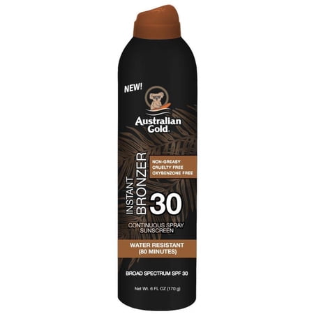 Australian Gold Continuous Spray Sunscreen with Instant Bronzer SPF 30, 6 oz