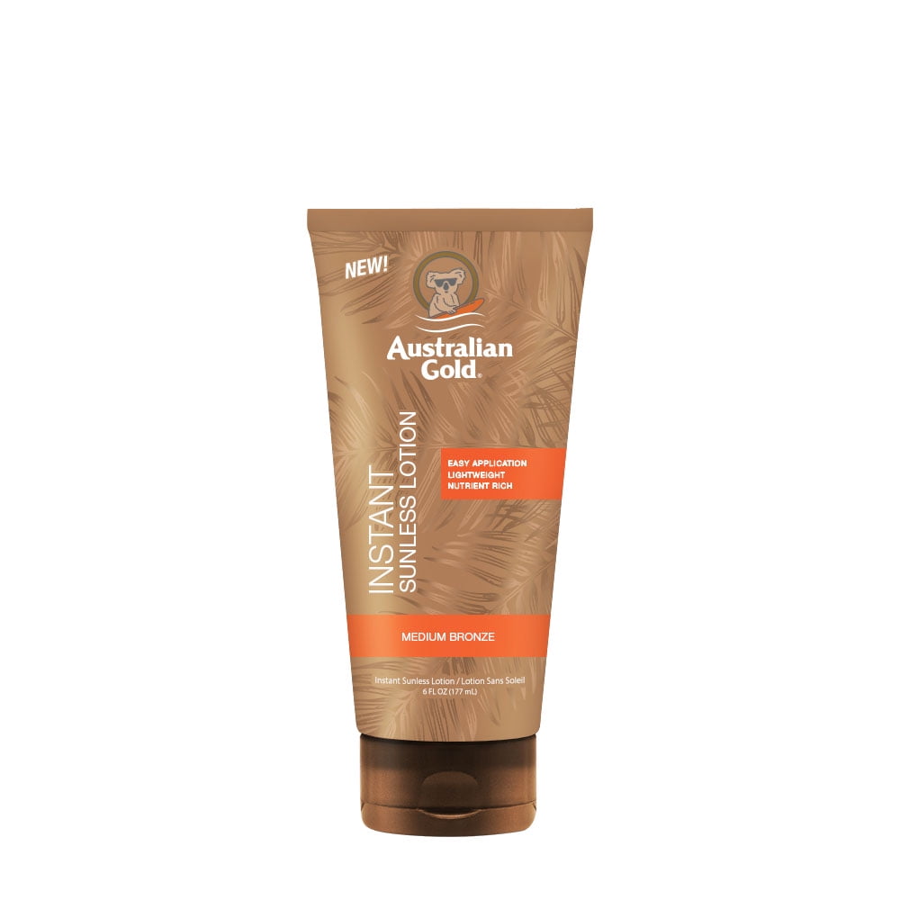 Australian Gold Instant Sunless Tanning Lotion, Medium Bronze, 6 fl oz Body Self-Tanner for All Skin Types