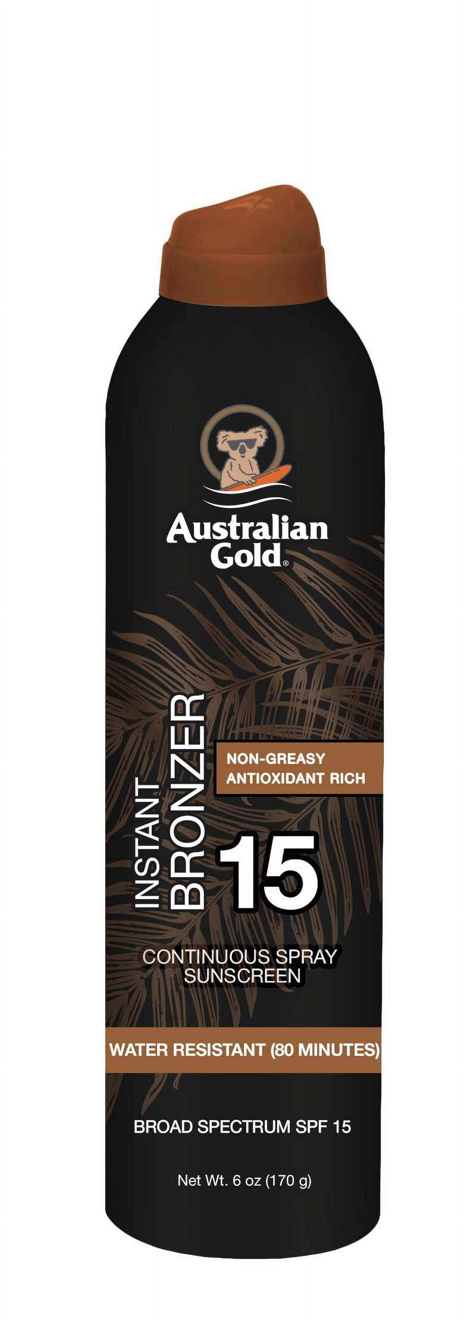 Australian Gold Continuous Spray Sunscreen With Bronzer 6oz - SPF 15 Australian Gold Continuous Spray Sunscreen With Bronzer 6oz - SPF 15