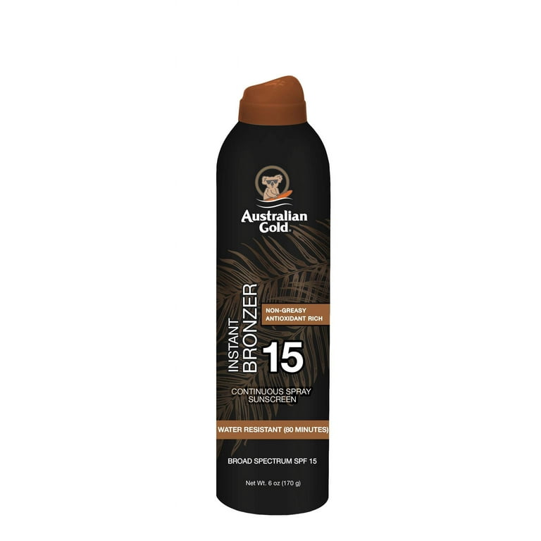 Australian Gold Continuous Spray Sunscreen With Bronzer 6oz - SPF 15