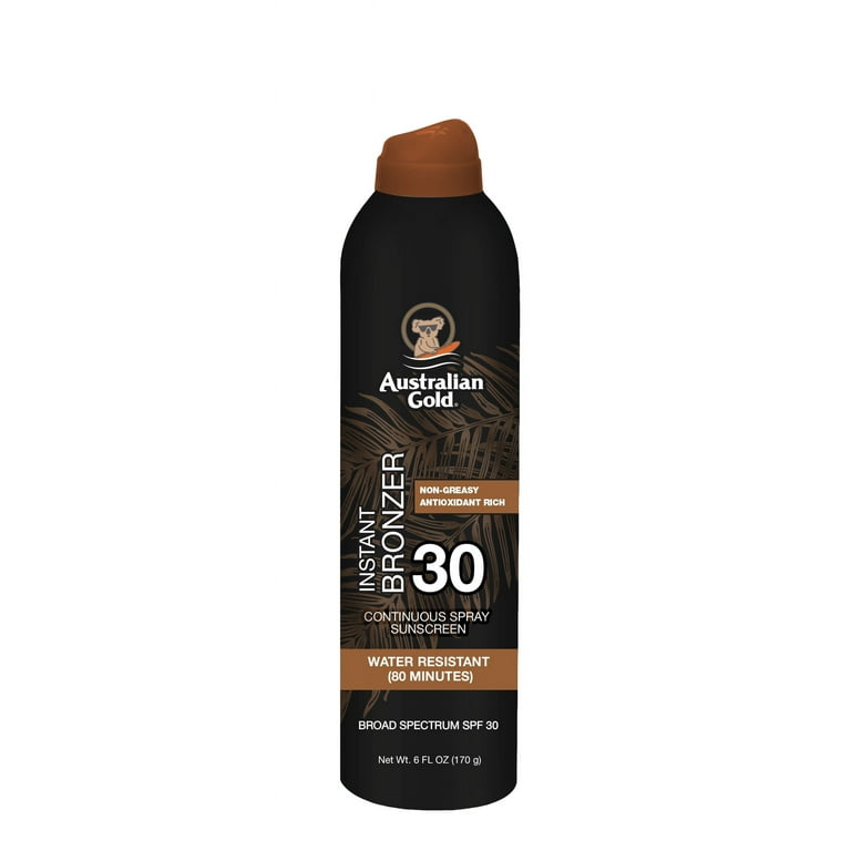 Australian Gold Continuous Spray Sunscreen With Bronzer 6oz - SPF 30 Australian Gold Continuous Spray Sunscreen With Bronzer 6oz - SPF 30