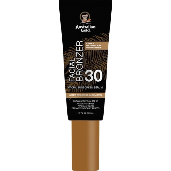 Australian Gold Facial Bronzing Serum, Fragrance Free, Dermatologically Tested, SPF 30, 1.7 fl. oz