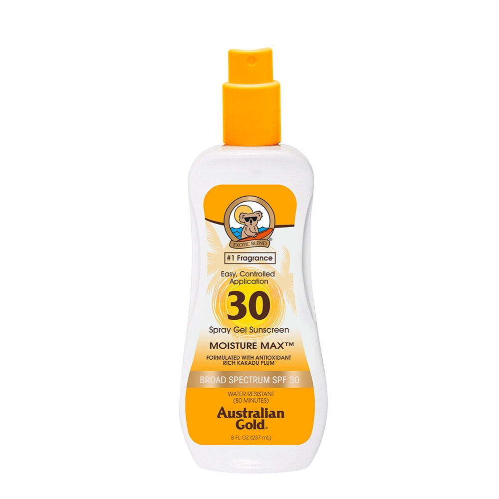 Australian Gold SPF 30 Spray Gel Sunscreen, Water Resistant, 8 FL OZ