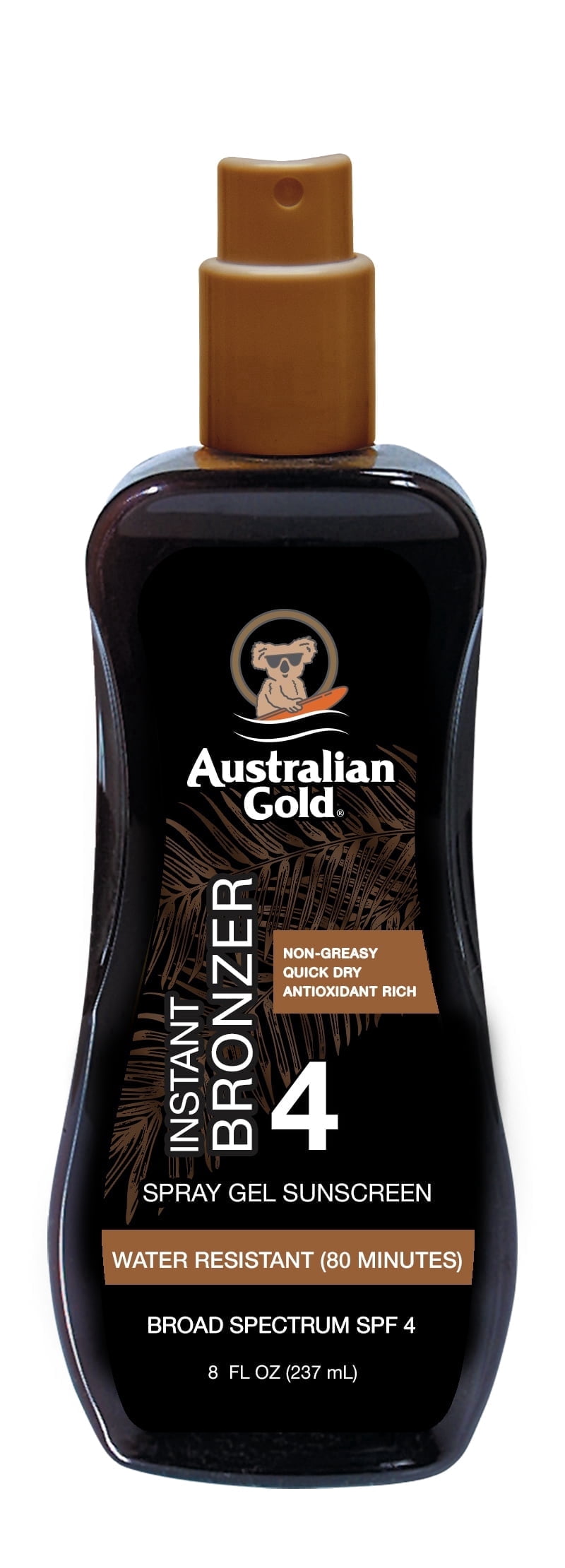 Australian Gold General Protection Bronzer Sunscreen Spray Gel, Cocoa Dreams Scent, SPF 4, 8 fl. oz