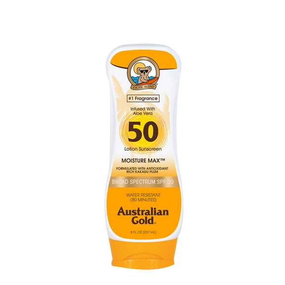 Australian Gold SPF 50 Lotion Sunscreen, Water Resistant, 8 FL OZ