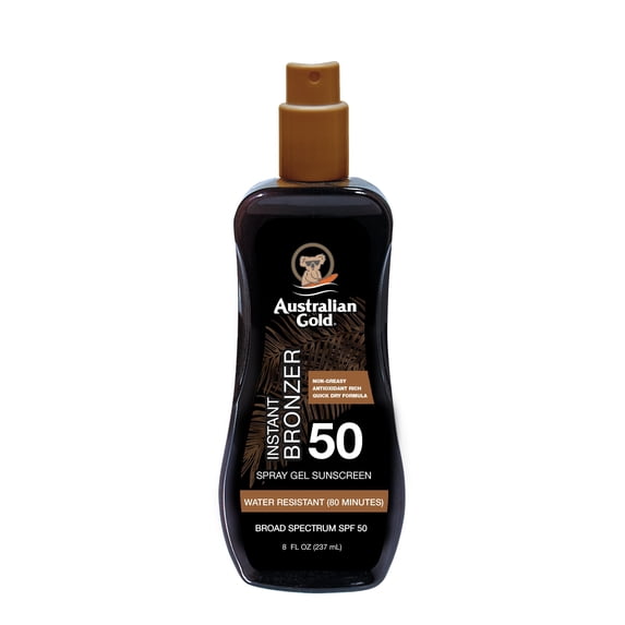 Australian Gold General Protection Bronzer Sunscreen Spray Gel, Cocoa Dreams Scent, SPF 50, 8 fl. oz