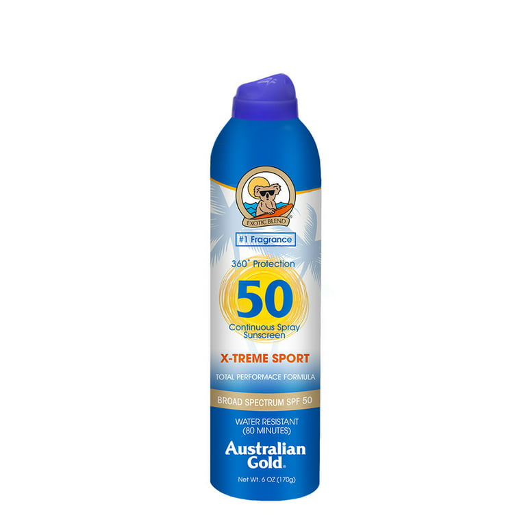 Australian Gold SPF 50 X-Treme Sport Spray Sunscreen, Water