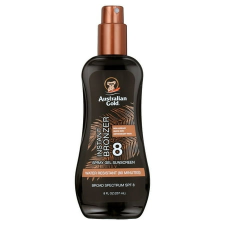 Australian Gold Spray Gel Sunscreen with Instant Bronzer, SPF 8