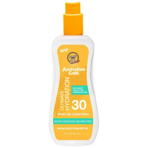 Australian Gold Spray Gel Sunscreen SPF 30 8 oz (Pack of 4)