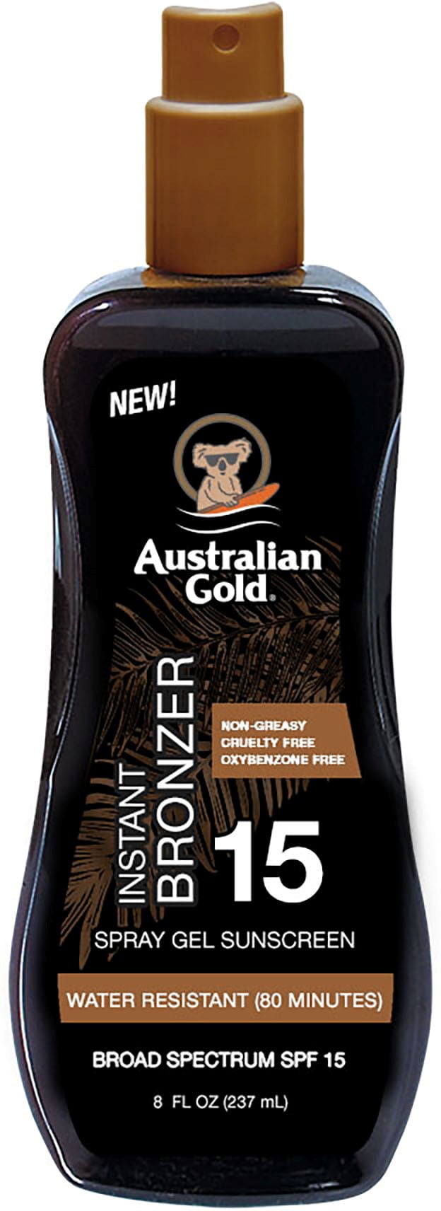 Australian Gold Spray Gel Sunscreen with Instant Bronzer SPF 15 8 oz (Pack of 4)