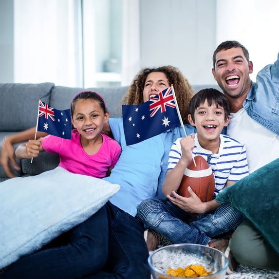 Australian Handheld Flag 5.5x8.2 Inch - 6 Pack, Mini Australia Stick Flags for Parades, Sports Events, and Decorations