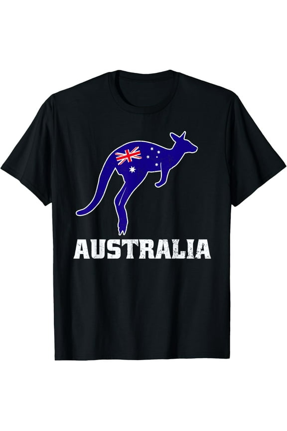 Australian Kangaroo Australia Flag Aussie Souvenir T-Shirt men and women can wear, black, white, gifts