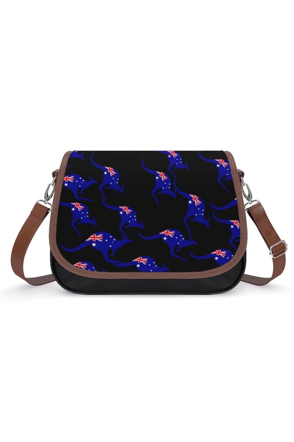 Australian Kangaroo Flag Blue Vintage Crossbody Bag for Women Medium Leather Hobo Bags Shoulder Bag Classic City Leather Satchels