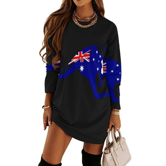 Australian Kangaroo Flag Loose Dress Evening Dress Summer Dresses for Women Luxury Dress Long Sleeved Dress