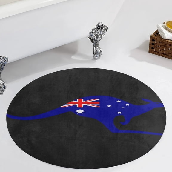 Australian Kangaroo Flag Round Carpet Circle Rug Outdoor Patio Area Rug Washable Large Area Rugs Hallway Room Decor Fitness Mats
