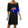 thumbnail image 1 of Australian Kangaroo Flag Women's Off The Shoulder Ruffles Summer Wedding Guest Loose Casual Party Beach Dress, 1 of 9