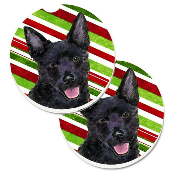 Australian Kelpie Candy Cane Holiday Christmas Set of 2 Cup Holder Car Coaster