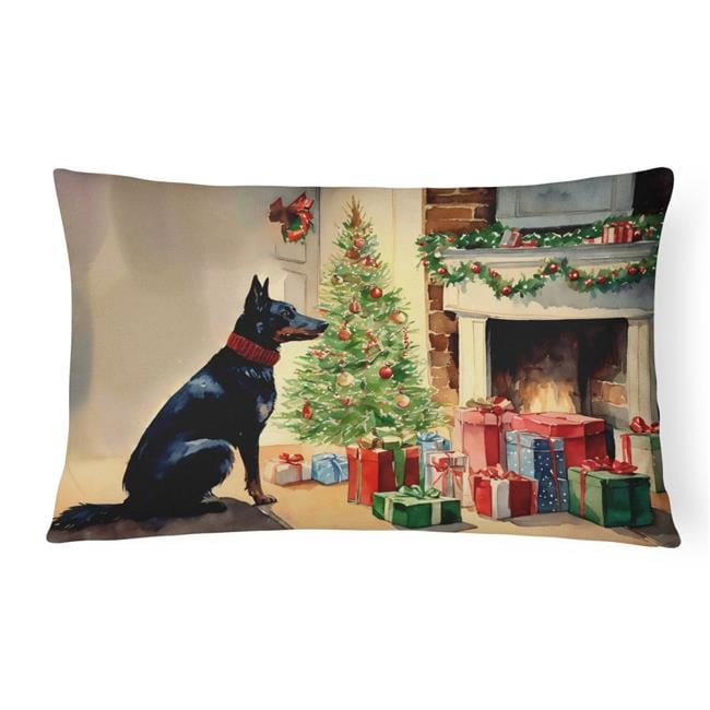Australian Kelpie Cozy Christmas Throw Pillow 12 in x 16 in