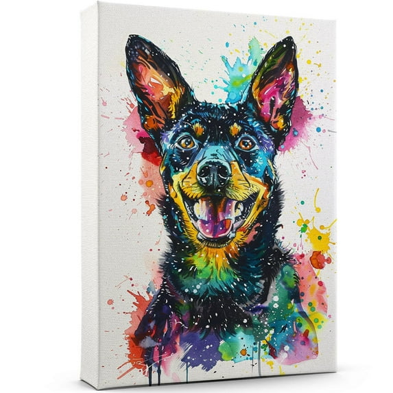 Australian Kelpie Dog Canvas Wall Art Prints,Watercolor Dog Art Canvas Painting Poster,Pet Canvas Painting Puppy Artwork 8x12 inches