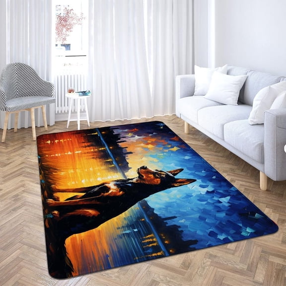 Australian Kelpie Dog Rugs for Bedroom Rectangle Area Rug, Area Rug for Living Room & Bedroom, Low‑pile, Non‑slip Backing, Modern Minimalist Style , Modern Home Style