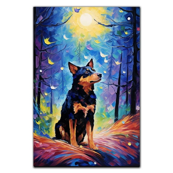 Australian Kelpie Dog Starry Night Van Gogh Wall Art Canvas for Living Room Oil Painting Artwork Landscape Canvas Artwok for Living Room Bedroom Home Decorations Wall Decor Large
