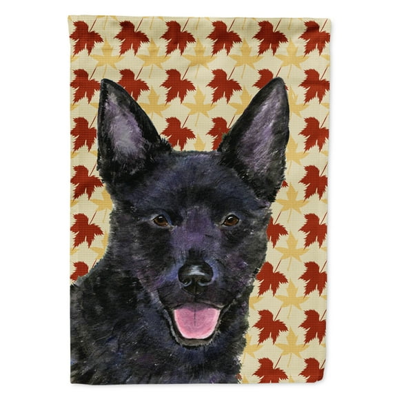 Australian Kelpie Fall Leaves Portrait Garden Flag