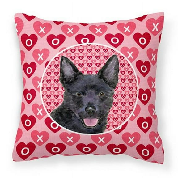 Australian Kelpie Hearts Love Valentines Day Fabric Decorative Pillow - 14 x 3 x 14 in.