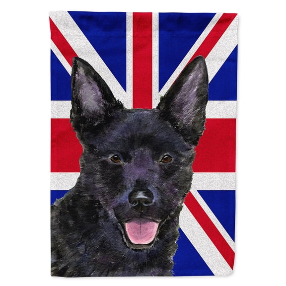 Australian Kelpie with English Union Jack British Flag Flag Canvas House Size