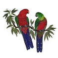 thumbnail image 1 of Australian King parrots In Eucalyptus Embroidered Iron on patch [6.6" X 5.9"], 1 of 2