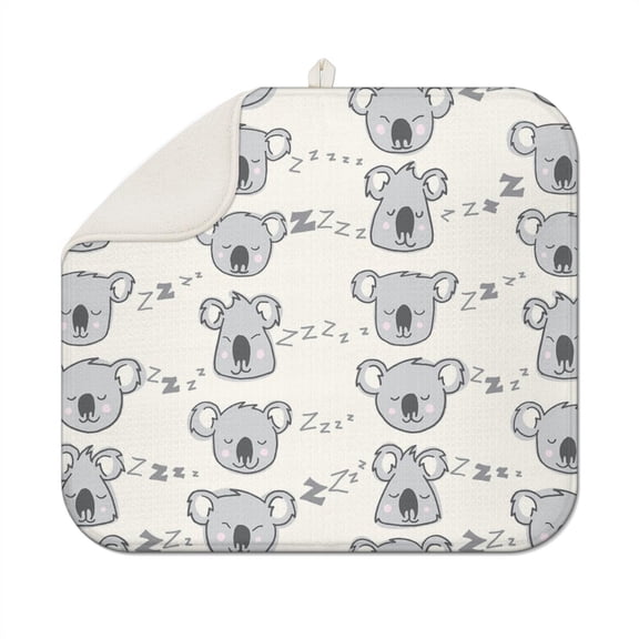 Australian Koala Kitchen Drying Mat - Ultra Absorbent Microfiber Dish Rack Mat, Foldable Heat Resistant Counter Protector with Cute Print Pattern (Machine Washable)