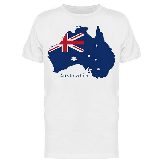 Australian Map W/ Flag Texture T-Shirt Men -Image by Shutterstock, Male Large