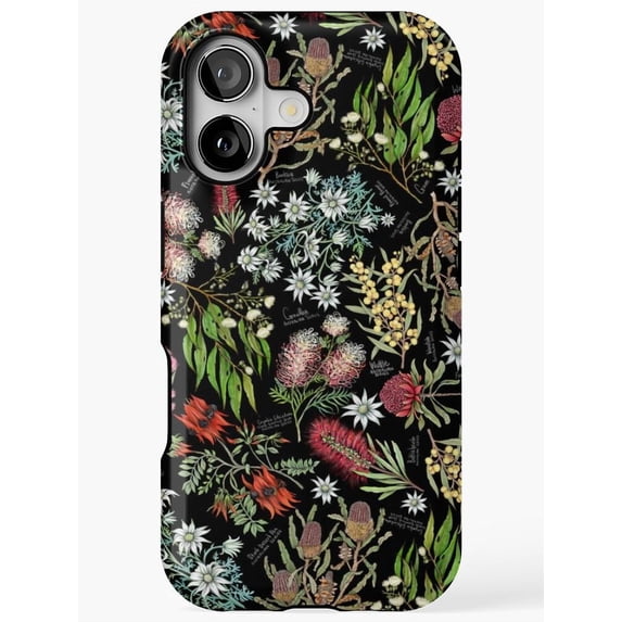 Select Tip Image Australian Native Wildflowers on Black Tough Phone Case, Polycarbonate ...