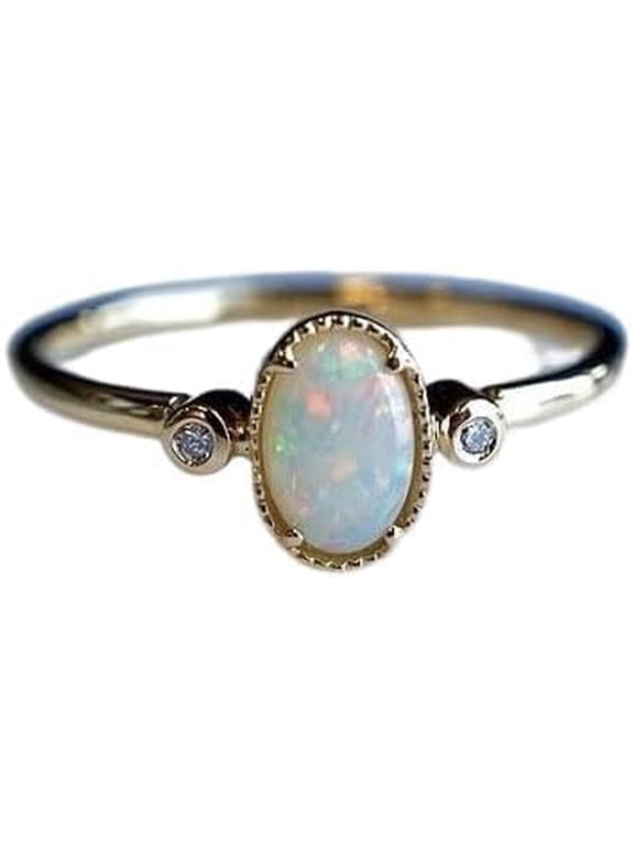 Australian Opal ring, Natural Australian Opal Tiny ring, Opal CZ Ring, October Birthstone, Womens Ring, Gold Micron Ring, 925 Sterling silver, Dainty Ring, Minimal Ring, Wedding Ring, Christmas Gift